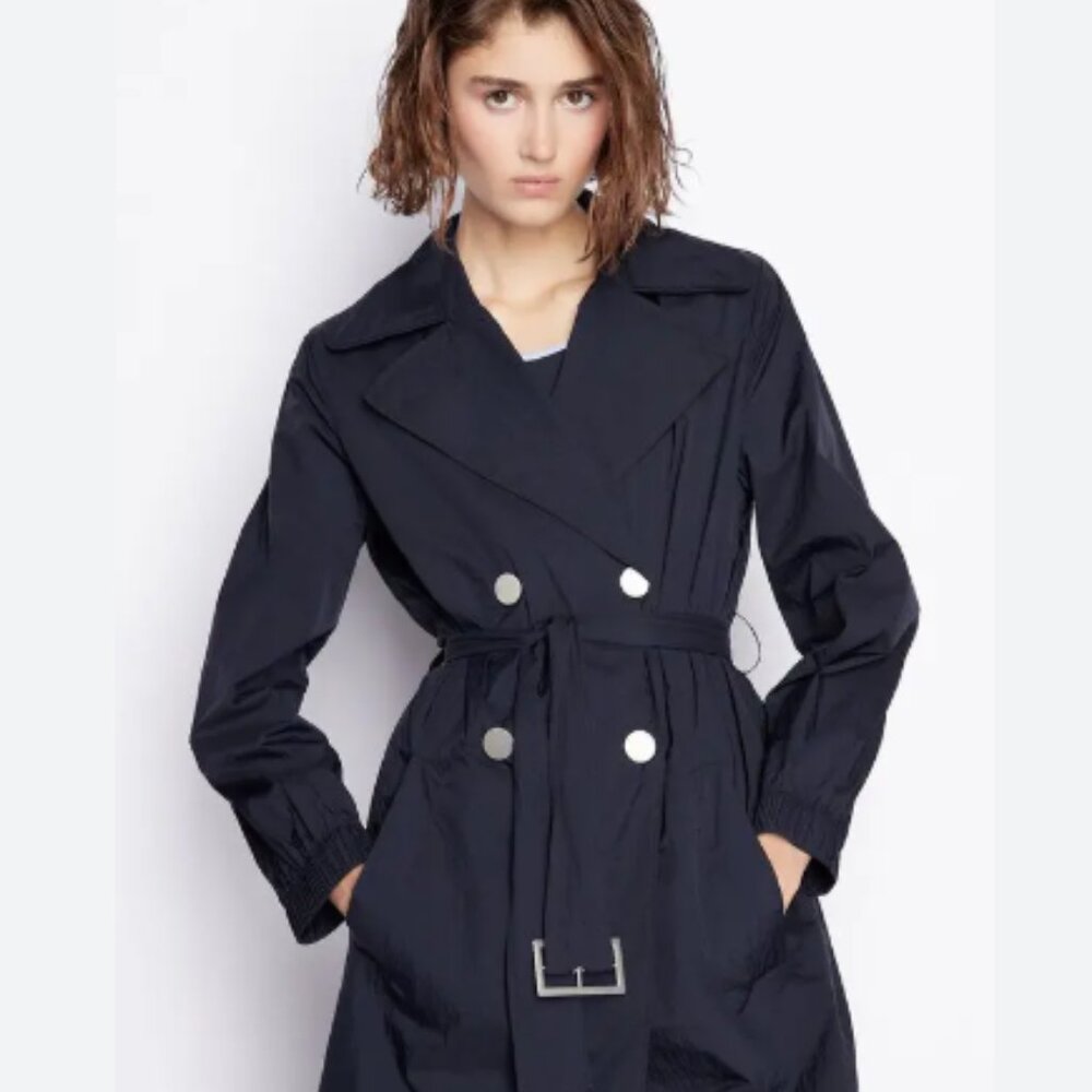 Michael Kors Women's Black Double-Breasted Belted Trench Coat
